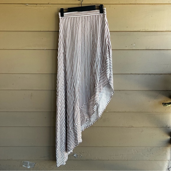 LuLus King Harbor Tan and White Striped Maxi Skirt - Size Small Neutral Classic - Picture 2 of 6